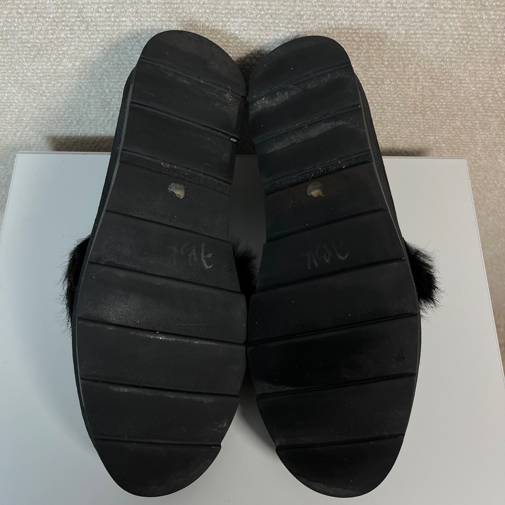 Joyks Black Metallic Gold Fur Accent Slip On Chunky Loafers Size 39 US 9 - Picture 7 of 7